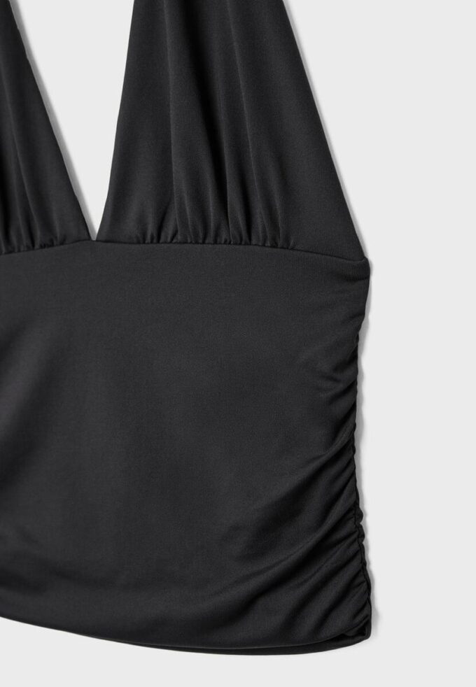 Haltertoppar med rynkad halsband