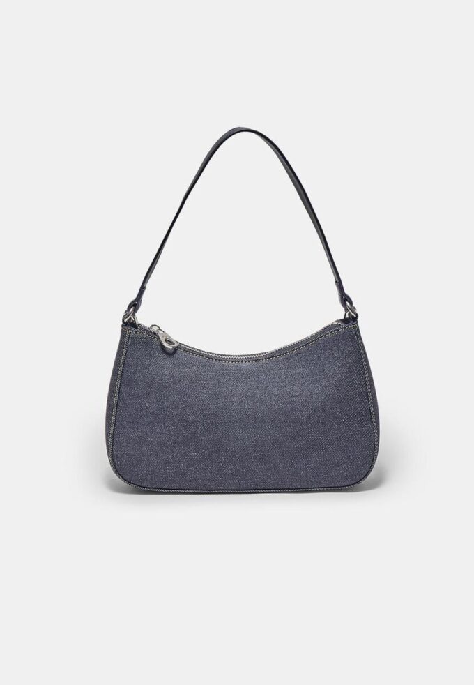 Halvmåneformad axelväska i denim