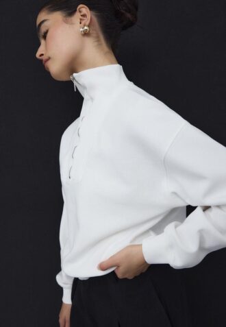Höghalsad sweatshirt med dragkedja