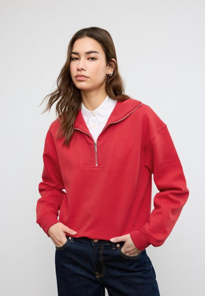 Höghalsad sweatshirt med dragkedja Höghalsad sweatshirt med dragkedja
