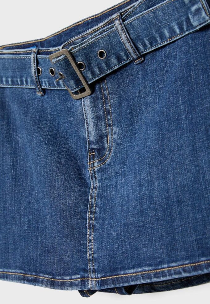 Jeanskort med bälte