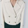 Kort dubbelknäppt trenchcoat