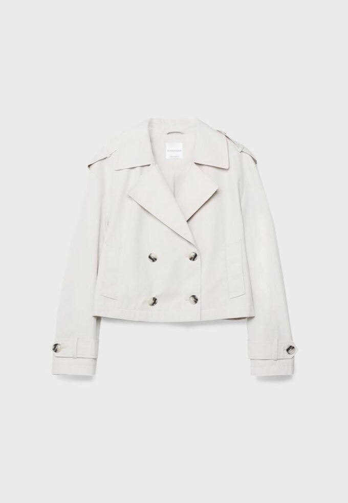 Kort dubbelknäppt trenchcoat