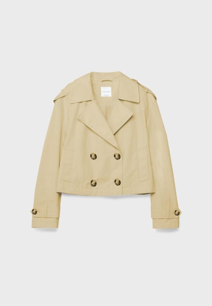 Kort dubbelknäppt trenchcoat