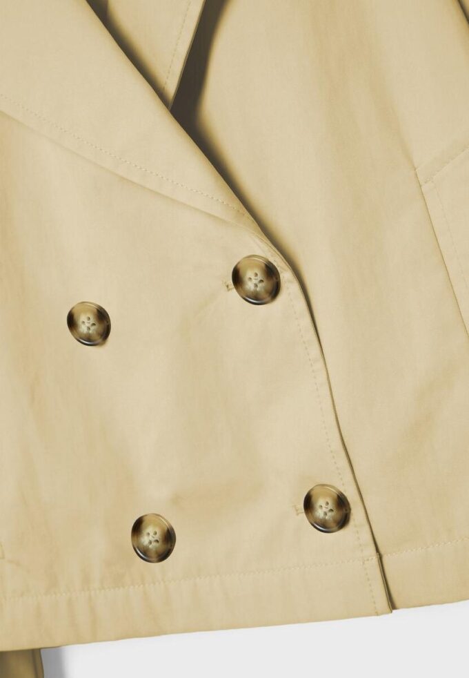Kort dubbelknäppt trenchcoat