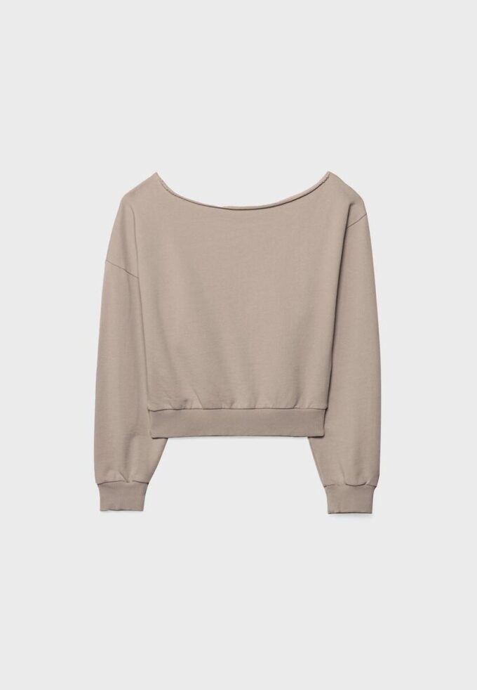 Kort sweatshirt med tvättad effekt Kort sweatshirt med tvättad effekt