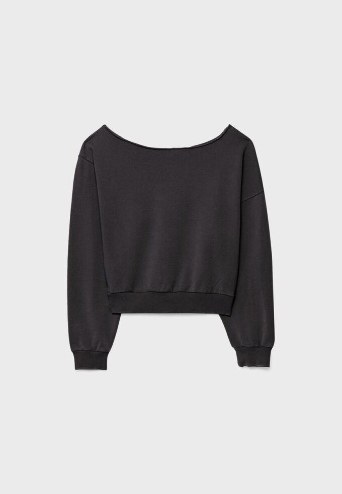 Kort sweatshirt med tvättad effekt Kort sweatshirt med tvättad effekt