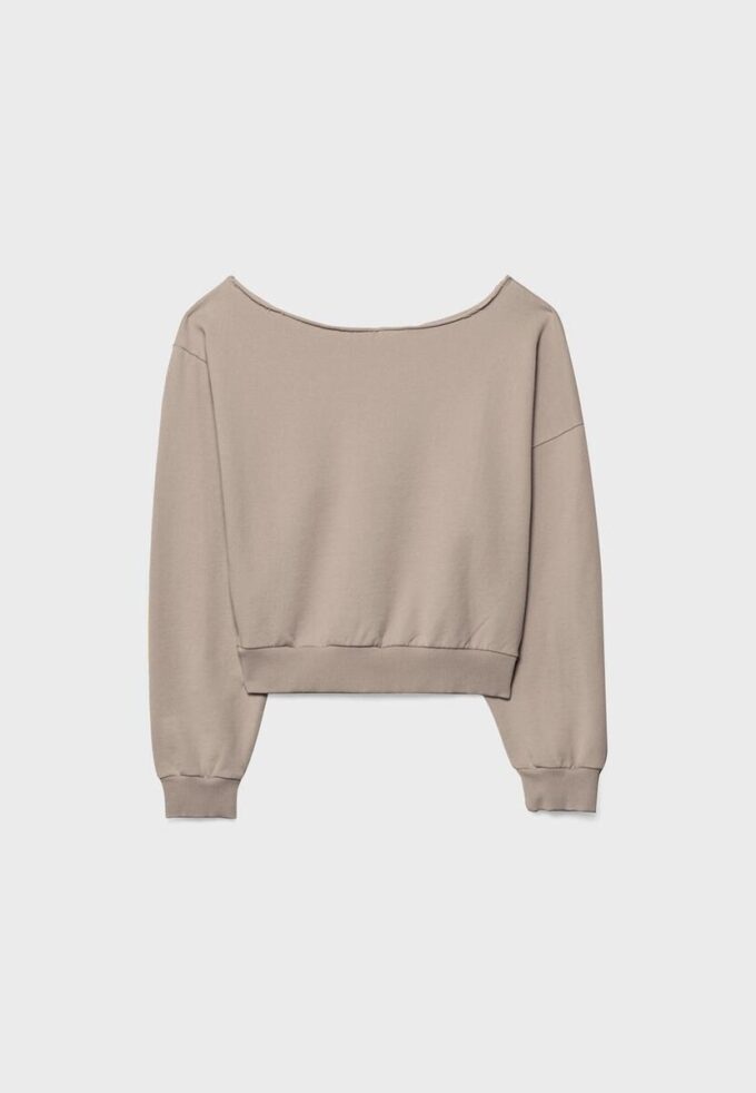 Kort sweatshirt med tvättad effekt Kort sweatshirt med tvättad effekt
