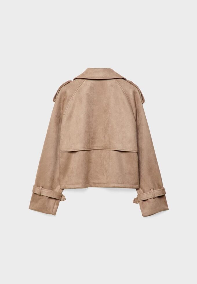 Kort trenchcoat i imitationsmocka