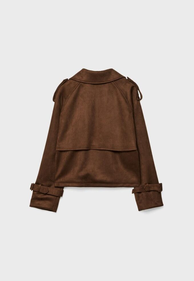 Kort trenchcoat i imitationsmocka Kort trenchcoat i imitationsmocka