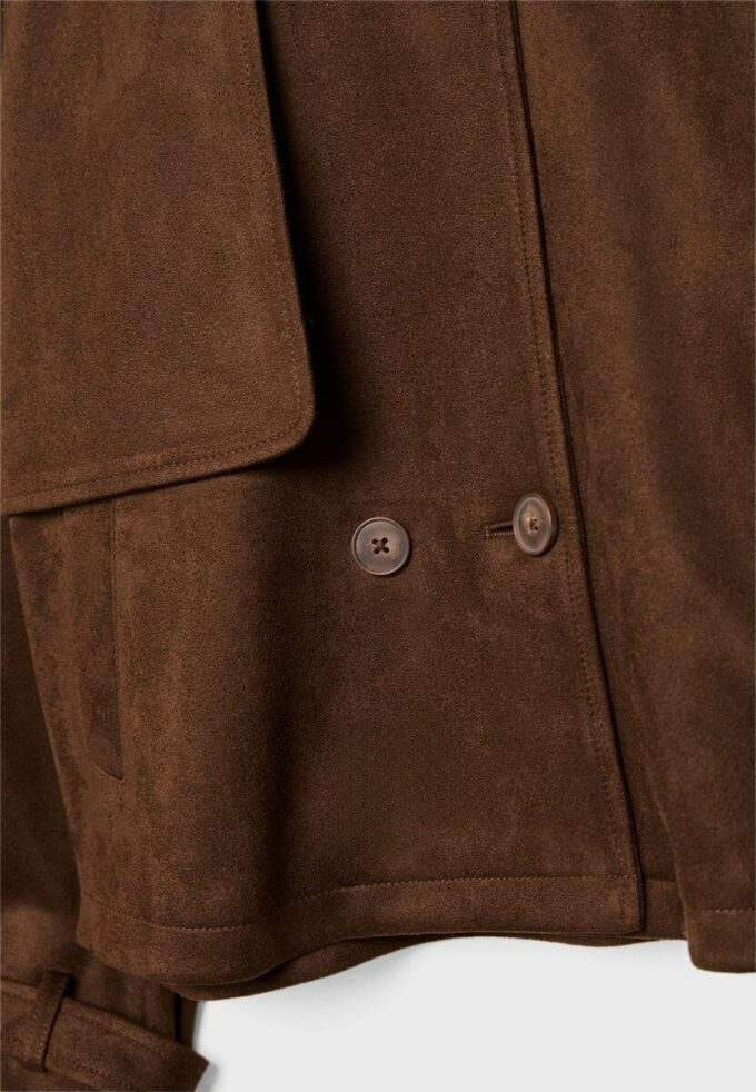 Kort trenchcoat i imitationsmocka Kort trenchcoat i imitationsmocka