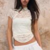 Kortärmad T-shirt i qipao-stil Kortärmad T-shirt i qipao-stil