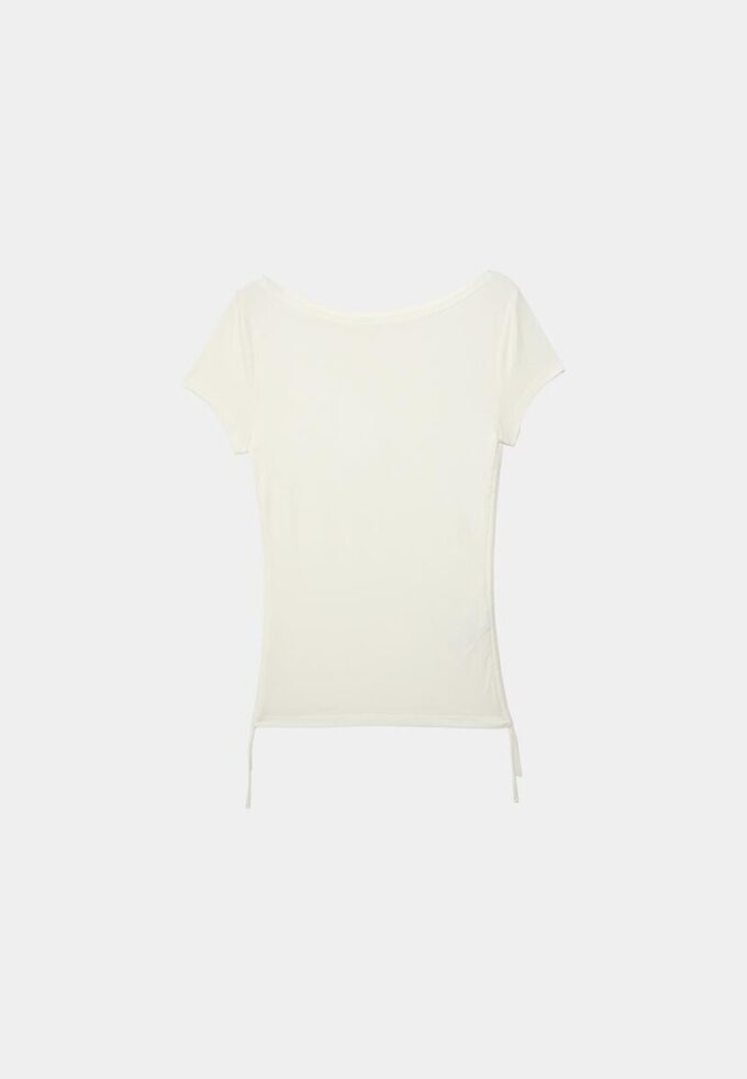Kortärmad T-shirt med rynkad sida