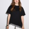 Kortärmad T-shirt med spetskant Kortärmad T-shirt med spetskant