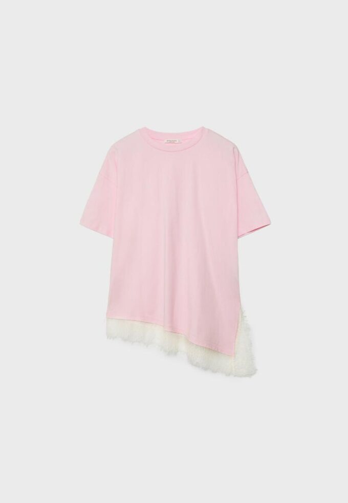 Kortärmad T-shirt med spetskant