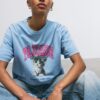 Kortärmad T-shirt med tryck och applikation