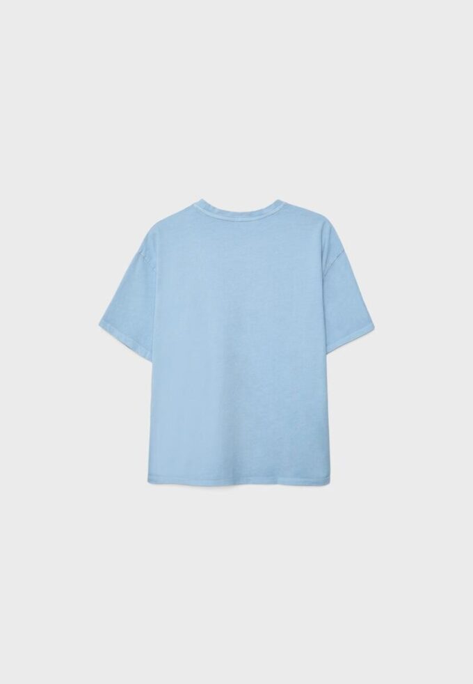 Kortärmad T-shirt med tryck och applikation