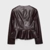 Kraglös kavaj med peplum i skinnlook