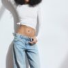 Lågmidjade jeans med Wide Leg och stjärndetalj Lågmidjade jeans med Wide Leg och stjärndetalj