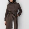 Lång enkelknäppt trenchcoat