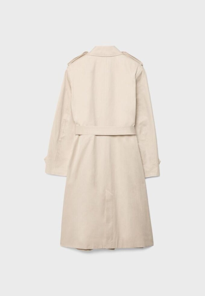 Lång enkelknäppt trenchcoat