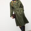 Lång trenchcoat i imitationsmocka