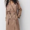 Lång trenchcoat i imitationsmocka