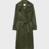 Lång trenchcoat i imitationsmocka