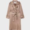 Lång trenchcoat i imitationsmocka