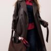 Lång trenchcoat i imitationsskinn Lång trenchcoat i imitationsskinn