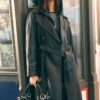 Lång trenchcoat i imitationsskinn