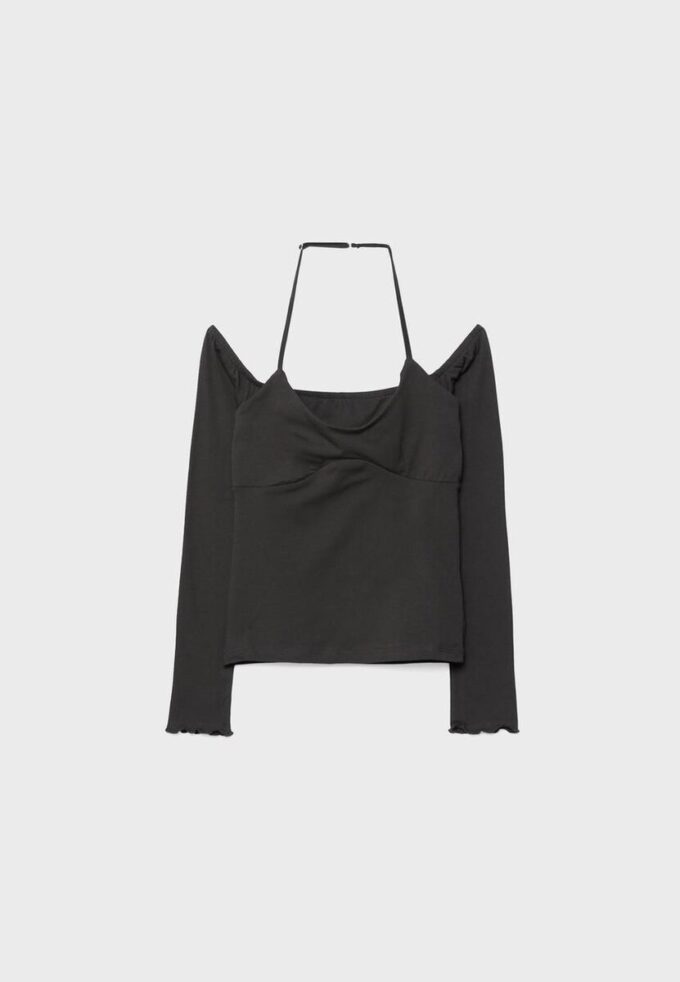 Långärmad T-shirt med halterneck