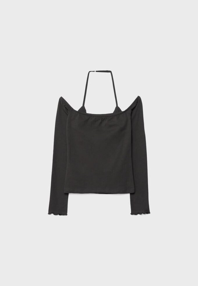 Långärmad T-shirt med halterneck