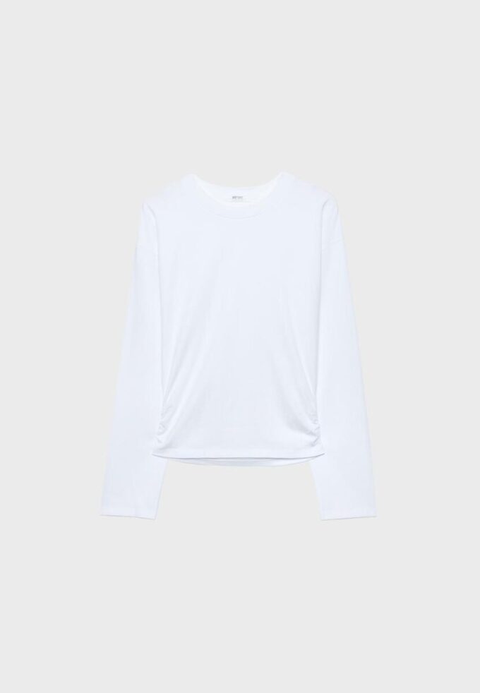 Långärmad T-shirt med rynkad midja