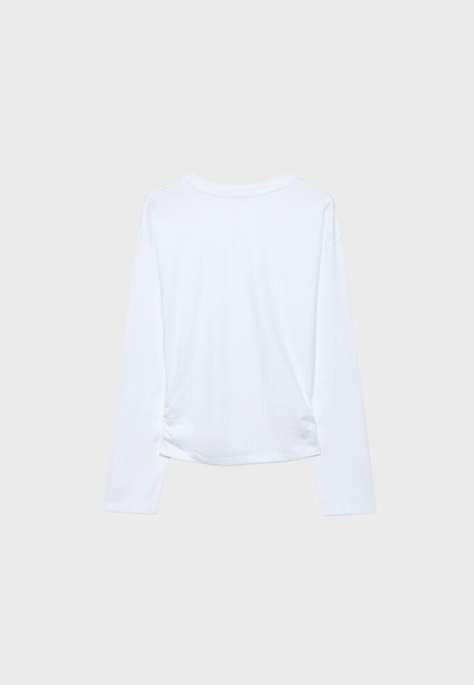 Långärmad T-shirt med rynkad midja