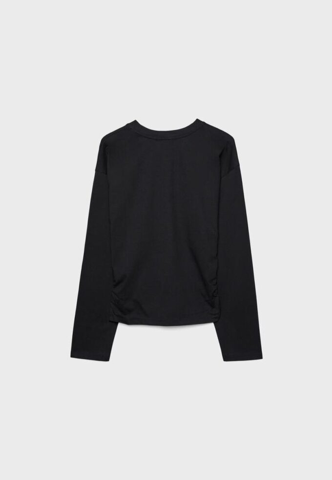 Långärmad T-shirt med rynkad midja