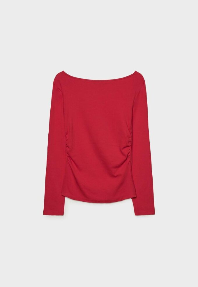 Långärmad T-shirt med rynkning