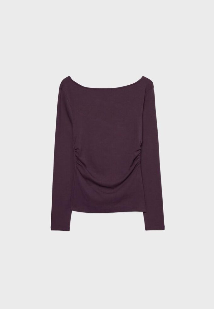 Långärmad T-shirt med rynkning