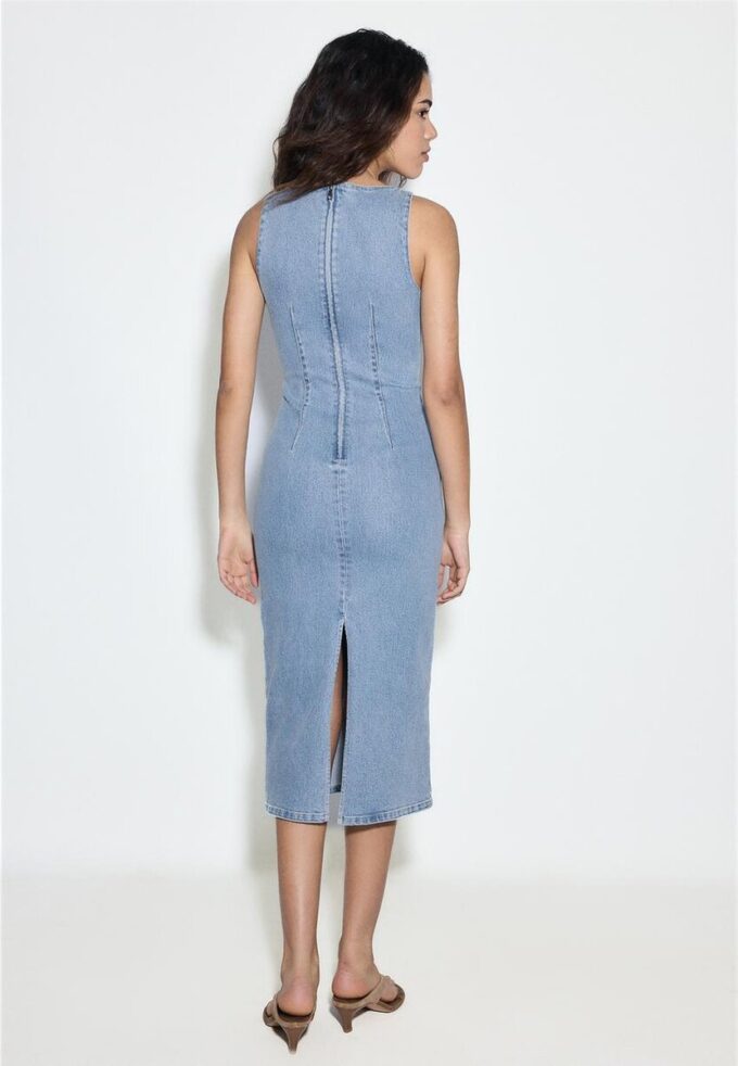 Midi-klänning i denim