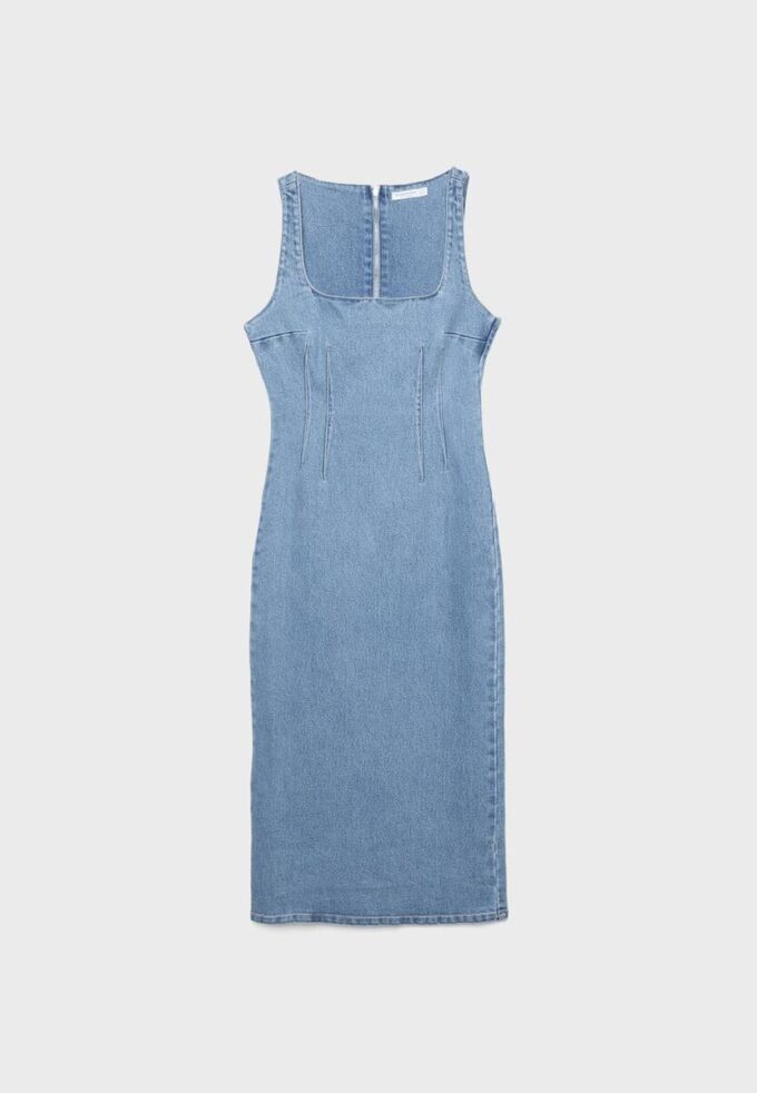 Midi-klänning i denim