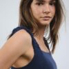 Midiklänning med korsrygg i linne-look Midiklänning med korsrygg i linne-look