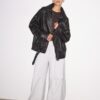 Oversize-jacka i imitationsskinn med revers