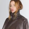 Oversize-jacka i imitationsskinn med revers