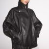 Oversize-jacka i imitationsskinn med revers