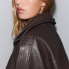 Oversize-jacka i imitationsskinn med revers