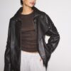 Oversize-jacka i imitationsskinn med revers