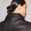 Oversize-jacka i imitationsskinn med revers
