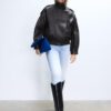 Oversize-jacka med flik i 100 % skinn Oversize-jacka med flik i 100 % skinn
