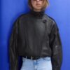Oversize-jacka med flik i 100 % skinn Oversize-jacka med flik i 100 % skinn
