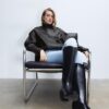 Oversize-jacka med flik i 100 % skinn Oversize-jacka med flik i 100 % skinn